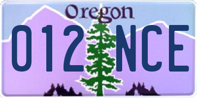 OR license plate 012NCE