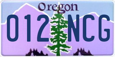 OR license plate 012NCG