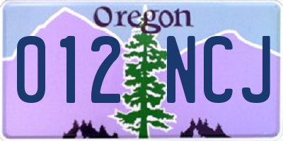 OR license plate 012NCJ