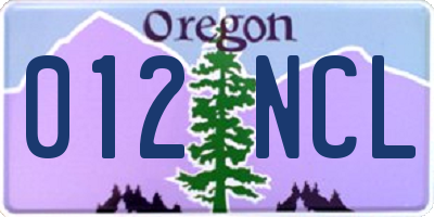 OR license plate 012NCL
