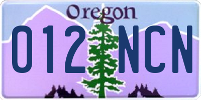 OR license plate 012NCN