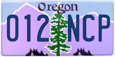 OR license plate 012NCP