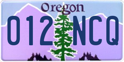 OR license plate 012NCQ
