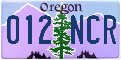 OR license plate 012NCR