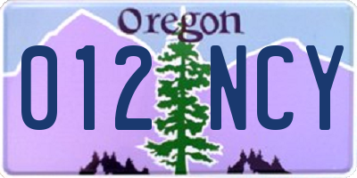 OR license plate 012NCY