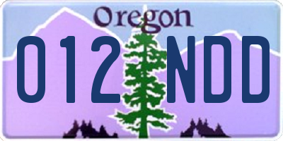 OR license plate 012NDD