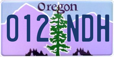 OR license plate 012NDH