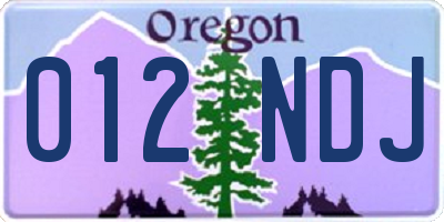 OR license plate 012NDJ