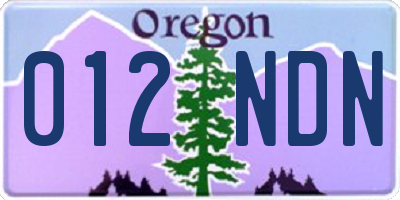 OR license plate 012NDN