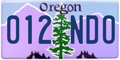 OR license plate 012NDO