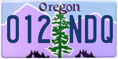 OR license plate 012NDQ