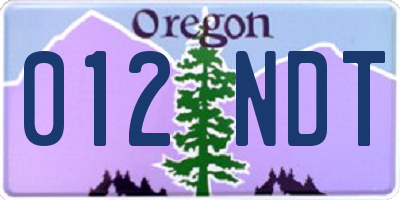 OR license plate 012NDT