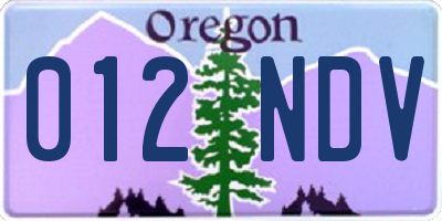 OR license plate 012NDV