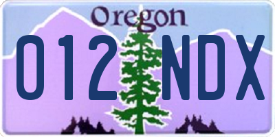 OR license plate 012NDX