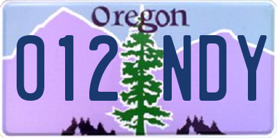 OR license plate 012NDY