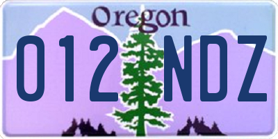 OR license plate 012NDZ