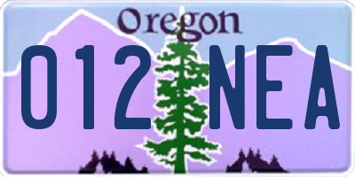OR license plate 012NEA