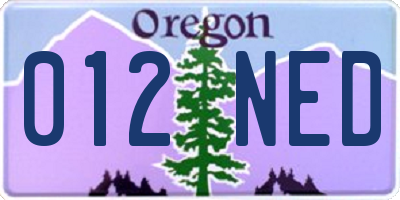 OR license plate 012NED