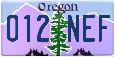 OR license plate 012NEF