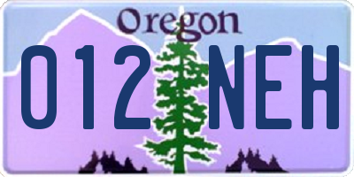 OR license plate 012NEH
