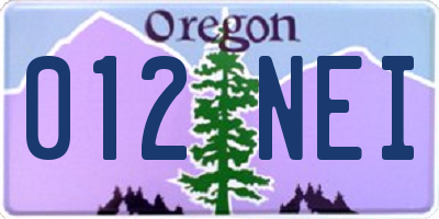 OR license plate 012NEI