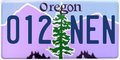 OR license plate 012NEN