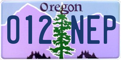 OR license plate 012NEP