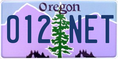 OR license plate 012NET