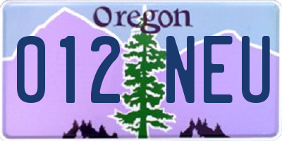 OR license plate 012NEU
