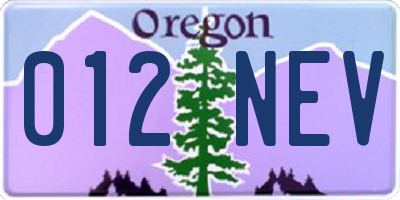 OR license plate 012NEV
