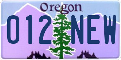 OR license plate 012NEW