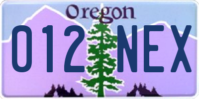 OR license plate 012NEX