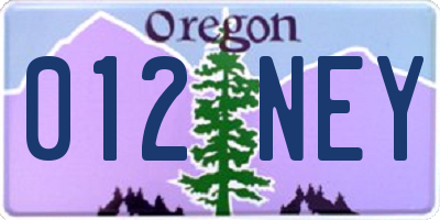 OR license plate 012NEY