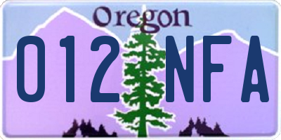 OR license plate 012NFA