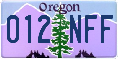 OR license plate 012NFF