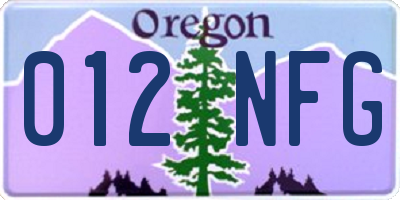 OR license plate 012NFG