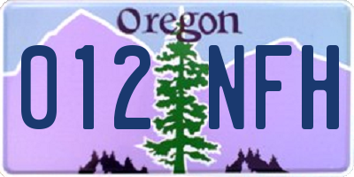 OR license plate 012NFH