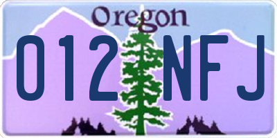 OR license plate 012NFJ