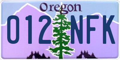 OR license plate 012NFK