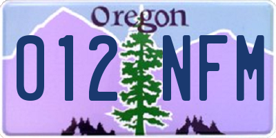 OR license plate 012NFM
