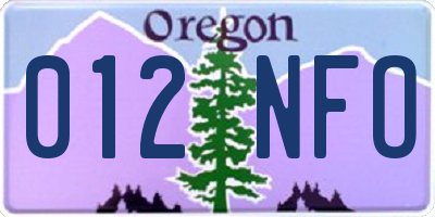 OR license plate 012NFO