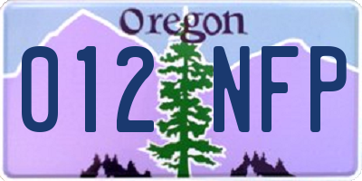 OR license plate 012NFP