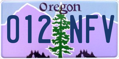 OR license plate 012NFV
