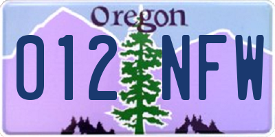 OR license plate 012NFW