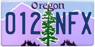 OR license plate 012NFX