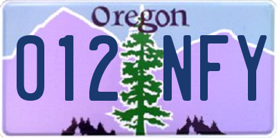 OR license plate 012NFY