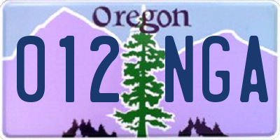 OR license plate 012NGA