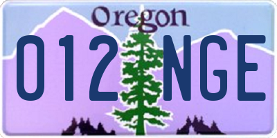 OR license plate 012NGE