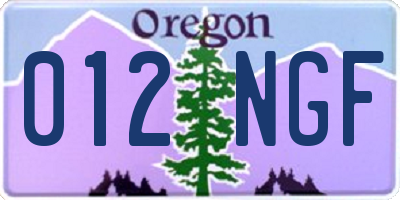 OR license plate 012NGF