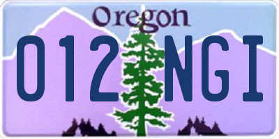 OR license plate 012NGI